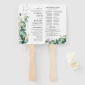 Groen Trouwprogramma Waterverf Eucalyptus Handwaaier (Voorkant en achterkant)