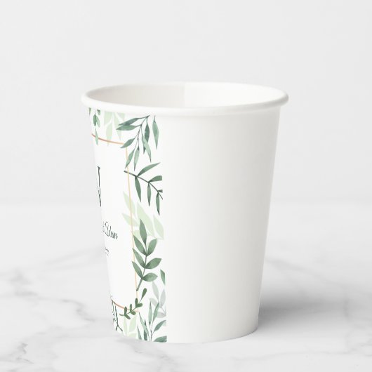 Groen Tuin Initiaal Trouwpapier Borden Papieren Bekers (Links)