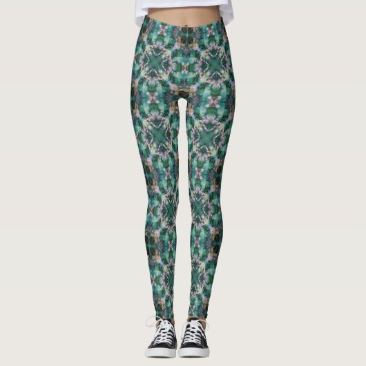 Groen-turkooisornament Leggings (Voorkant)
