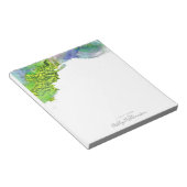 Groen turquoise blauw waterverf splatter modern notitieblok (Schuin)