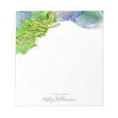 Groen turquoise blauw waterverf splatter modern notitieblok (Voorkant)