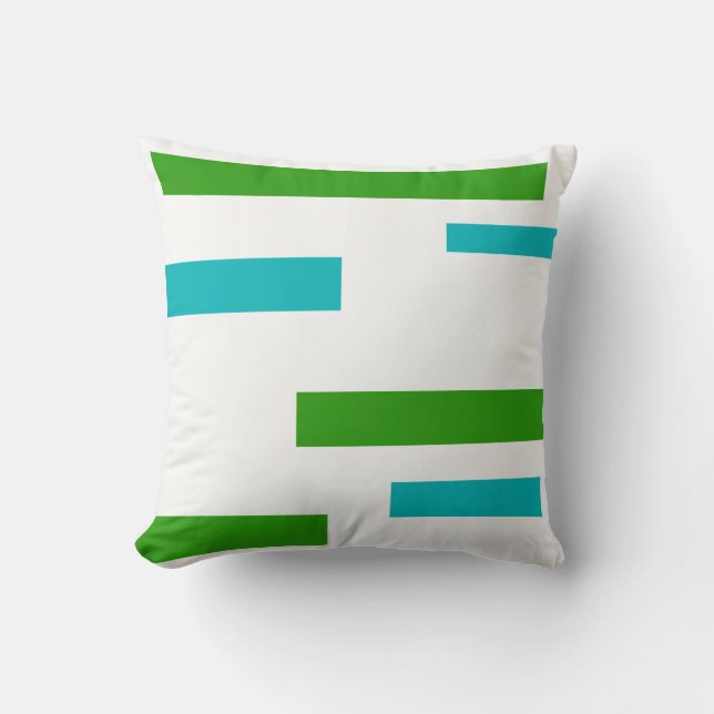 Groen Turquoise Blue Blocks Abstract Sierkussen (Voorkant)