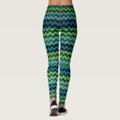 Groen Turquoise Chevron Modern Leer Leggings (Achterkant)