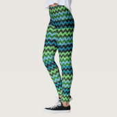 Groen Turquoise Chevron Modern Leer Leggings (Links)