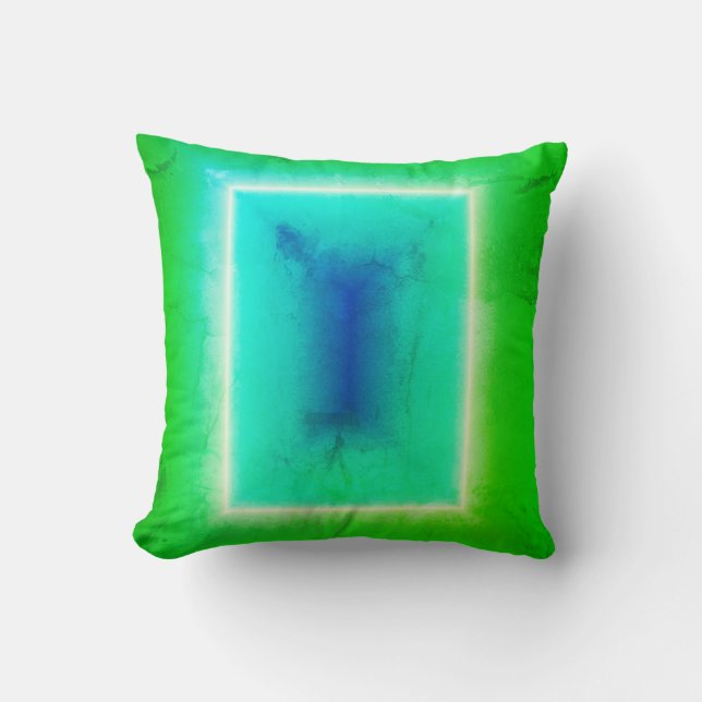 Groen turquoise deur neon illusie effect kussen (Voorkant)