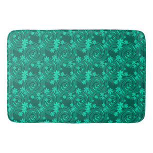 Groen turquoise helder bloemmotief badmat