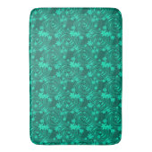 Groen turquoise helder bloemmotief badmat (Voorkant Verticaal)