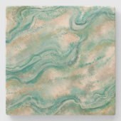 Groen Turquoise Patroon Stone Onderzetter (Voorkant)