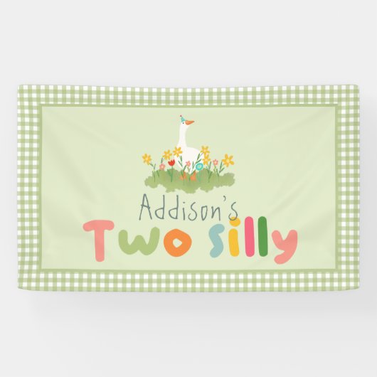 Groen Twee Gekke Boerderij Goose Verjaardagsbord Spandoek (Horizontaal)