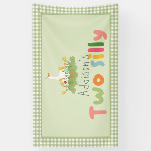Groen Twee Gekke Boerderij Goose Verjaardagsbord Spandoek (Verticaal)