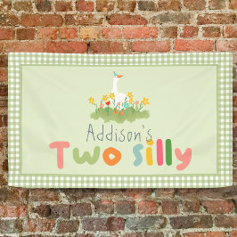 Groen Twee Gekke Boerderij Goose Verjaardagsbord Spandoek