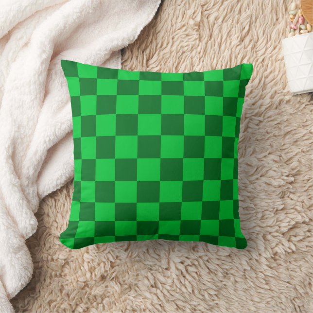 Groen Tweekleurig Schaakbord Patroon Kussen (Deken)