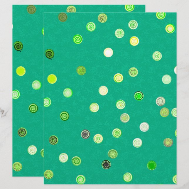 Groen Twisty Stippen Spiral 2-zijdig Restpapier (Voorkant / Achterkant)