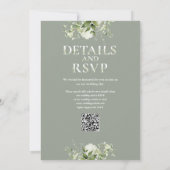 Groen Typografie QR Code Sage Green Wedding Kaart (Achterkant)