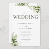 Groen Typografie QR Code Trouwen Kaart (Voorkant / Achterkant)