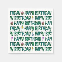Groen typografisch gelukkig verjaardag patroon