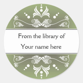 Groen uit de Bibliotheek van Boekplaten Ronde Sticker