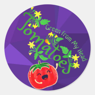 Groen uit mijn hoofd Tomaten - Punny Garden Ronde Sticker