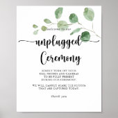 Groen uitgelijnd eucalyptus Unplugged Ceremony-tek Poster (Voorkant)