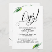 groen uitgesteld bruiloft "oeps!" bekendmaking kaart (Voorkant / Achterkant)