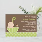 Groen Umbrella-Baby shower Kaart (Staand voorkant)