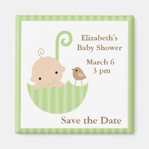 Groen Umbrella Neutraal Baby shower Magneet