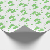 Groen unisex voetpapier voor baby cadeaupapier (Hoek)