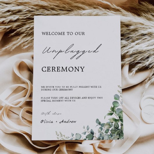 Groen Unplugged Ceremony Wedding Sign, Kaart