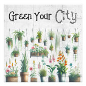 Groen uw stad verticale tuin betonnen muurkunst foto afdruk (Voorkant)