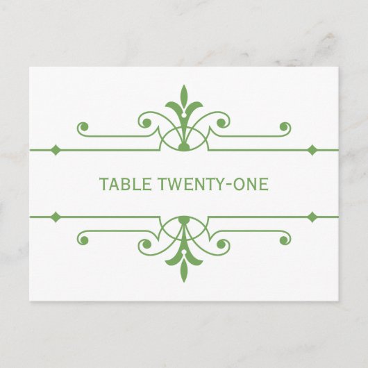 Groen v2 Fancy Briefkaart voor siertabelnummer (Voorkant)