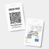 Groen Vaccinatiecertificaat PVC Cool Wit Badge (Voor- en achterkant)