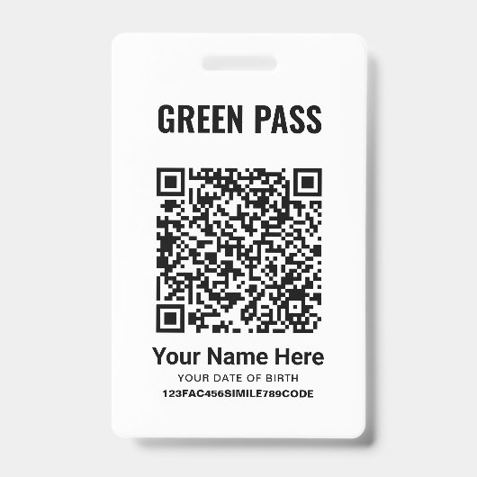 Groen Vaccinatiecertificaat PVC Cool Wit Badge (Voorzijde)