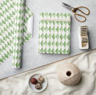 Groen vakantie harlekijn diamant patroon cadeaupapier