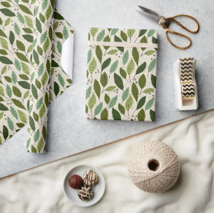 Groen vallend blad en gebladerte inpakpapier