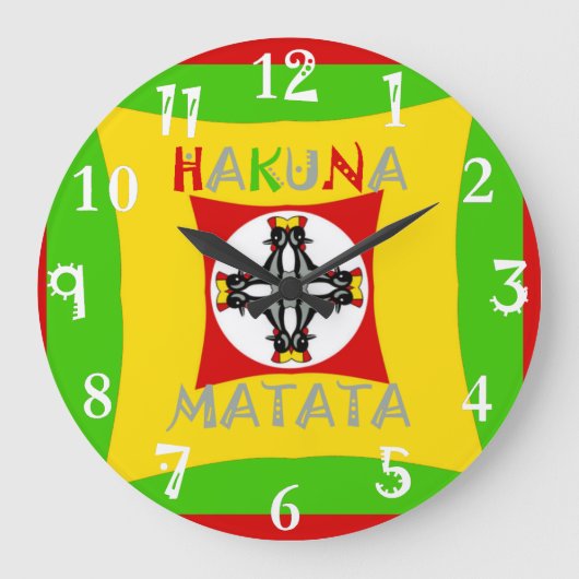 Groen van de Kleur van Matata Rasta van Hakuna Grote Klok (Voorkant)