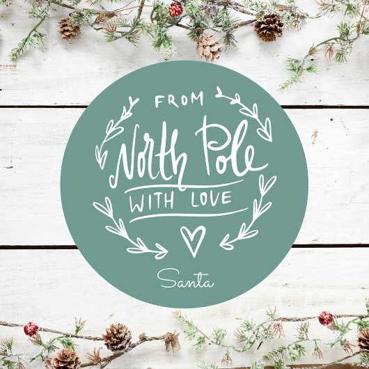 Groen Vanaf de Noordpool Santa Christmas Ronde Sticker