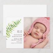 Groen varen nieuwe baby geboorte. Botanische pasge Aankondiging (Voorkant / Achterkant)