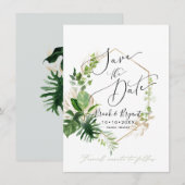 Groen Variegated Tropisch Loof Save the Date Kaart (Voorkant / Achterkant)