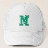 Groen varsity monogram trucker pet (Voorkant)