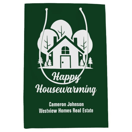 Groen Vastgoedbedrijf Fijne Nieuwjaarsdag Medium Cadeauzakje (Voorkant)