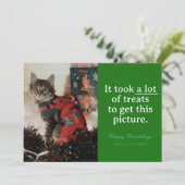 Groen Veel Treats Happy Howlidays Grappig huisdier Feestdagenkaart (Staand voorkant)