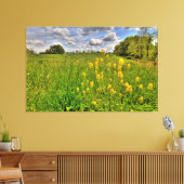 Groen veld en troebel blauw luchtruim canvas afdruk (Insitu (Woonkamer))