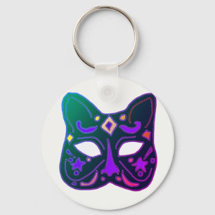 Groen Venetiaans kattenmasker ontwerp Sleutelhanger