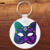 Groen Venetiaans kattenmasker ontwerp Sleutelhanger (Voorkant)