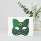 Groen Venetiaans kattenmaskerontwerp Briefkaart (Staand voorkant)