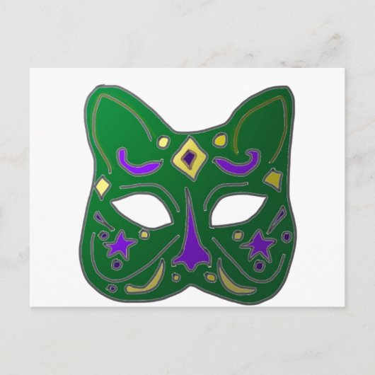 Groen Venetiaans kattenmaskerontwerp Briefkaart (Voorkant)