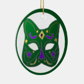 Groen Venetiaans kattenmaskerontwerp Keramisch Ornament (Rechts)