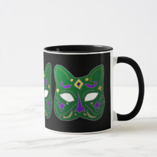 Groen Venetiaans kattenmaskerontwerp Mok