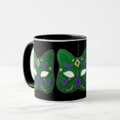 Groen Venetiaans kattenmaskerontwerp Mok (Voorkant links)