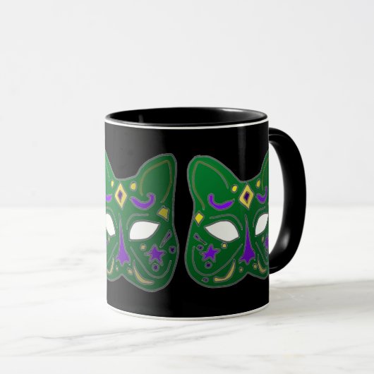 Groen Venetiaans kattenmaskerontwerp Mok (Voorkant rechts)